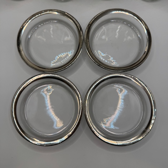 Vintage Kimiko Highball Tumblers and Glass Coaster set in Chrome Carrier. EUC - Picture 10 of 14